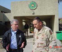 Sen. Sessions and Lt. Gen. David Petraeus, Commander of the Multinational Security Transition Command Iraq, meet in the green zone in Baghdad.  (01/16/05)