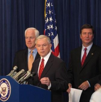 Sen. Sessions speaks at a news conference announcing his vote against the Senate immigration bill (5/25/06)