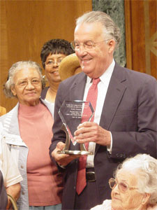 Sarbanes receives an award from Marylands senior citizens on behalf of his support for senior housing initiatives. 