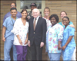 Herb meets with employees at the Kenosha Community Health Center following a
tour of the facility.