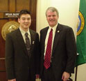 Congressman Brian Baird with an intern in Washington, D.C.