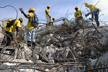 Removal of earthquake debris.