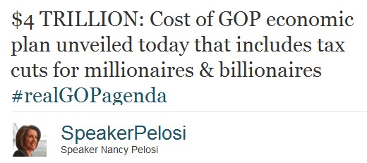 $4 Trillion – Cost of GOP Economic Plan That Includes Tax Cuts for Millionaires and Billionaires Over 10 Years 