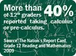 In 2009, more than 40% of 12th-graders reported taking calculus or pre-calculus.
