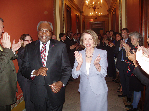 Speaker Nancy Pelosi and Whip Clyburn return to the Speaker's office