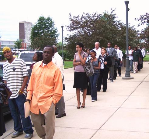 Eager Job Seekers Line Up Before the Doors Open at Career Fair 2010