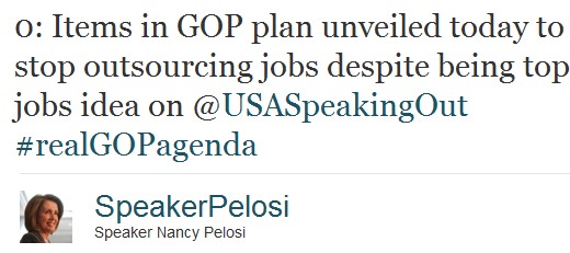 0 – Items in the GOP Agenda to Save American Jobs and Stop Outsourcing  Despite This Being a Top Vote Getter on AmericaSpeakingOut.com, the So-Called Source for the GOP Agenda