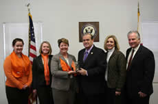Local members of the National Multiple Sclerosis Society present Congressman Costello their Legislator of the Year Award.