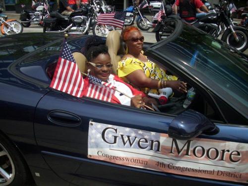 Gwen rides in the Milwaukee Memorial Day Parade