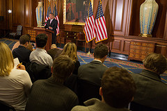 Speaker John Boehner delivers remarks from the Rayburn Room of the U.S. Capitol on efforts to avert the fiscal cliff and the need for both parties to find common ground and take steps together to help our economy grow and create jobs, which is critical to solving our debt. November 7, 2012.
-
