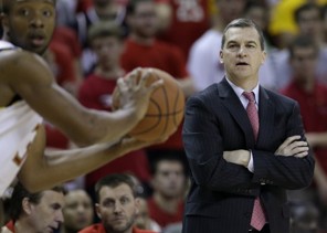 Maryland head coach Mark Turgeon looks on in the second half of an NCAA college basketball game against South Carolina State in College Park, Md., Saturday, Dec. 8, 2012. (AP Photo/Patrick Semansky)