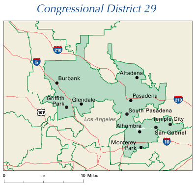 image of state of California with 29th District highlighted