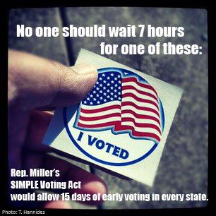 Photo: LIKE or SHARE if you agree. And learn more about George’s bill that would require early voting in all states to shorten wait times at polling stations. http://go.usa.gov/gqDH