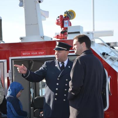 Photo: I was happy to help the Norwalk Fire Department launch its new, US-made, state of the art firefighting boat this morning.