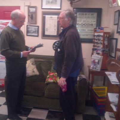 Photo: Rep. Welch speaking with a constituent at a Congress in Your Community event in Newbury this morning.