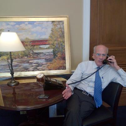 Photo: Photo of the Day: Rep. Welch is interviewed about the fiscal cliff negotiations in his Capitol Hill office today by Alan Chartock of WAMC radio.