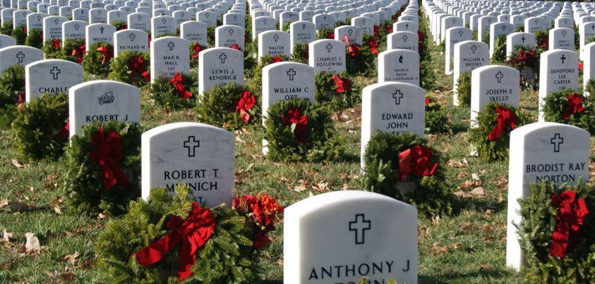 Photo: At least 20,000 volunteers came to Arlington National Cemetery today to place a Remembrance Wreath on 110,000 gravesites. A tradition that started more than 20 years ago, Wreaths Across America - Official Page continues to supply wreaths for the graves of Veterans at cemeteries around the nation.