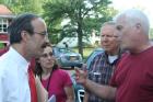 Rep. Eliot Engel discusses with West Nyack residents the damage caused by Hurricane Irene and the subsequent floods, August 2011