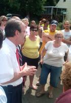 Rep. Engel talks with residents of Squires Gate in Suffern following the devastation caused by Hurricane Irene, August 2011