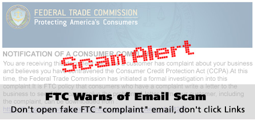 FTC warns small businesses of email scam. Don't open fake FTC email, don't click links