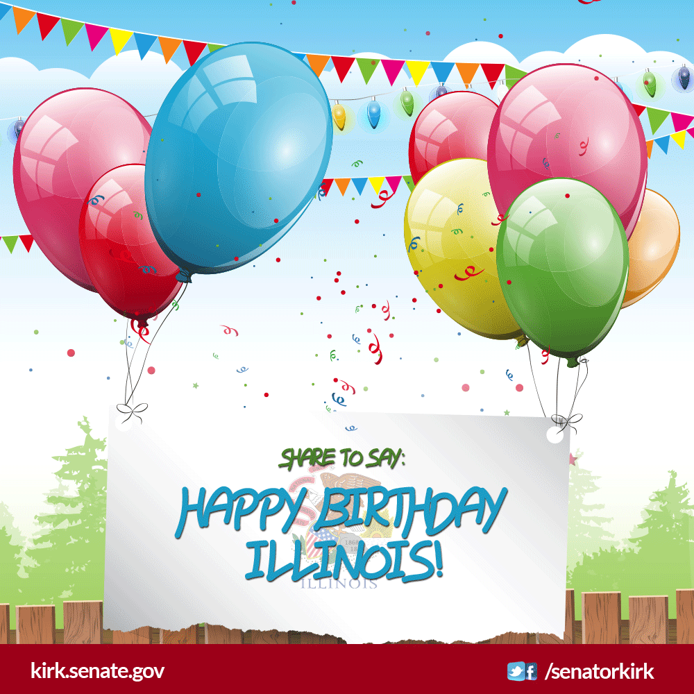 On this day in 1818, Illinois became our nation&#8217;s 21st state. 196 years later, our state&#8217;s agriculture, energy and transportation industries make it an economic powerhouse at the crossroads of the nation.  Join me in wishing Illinois a happy birthday!