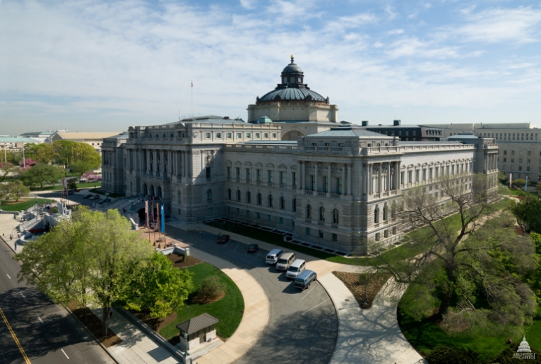 The Library of Congress Thomas Jefferson Building is displayed as an example of the Beaux Arts Architecture on Capitol Hill