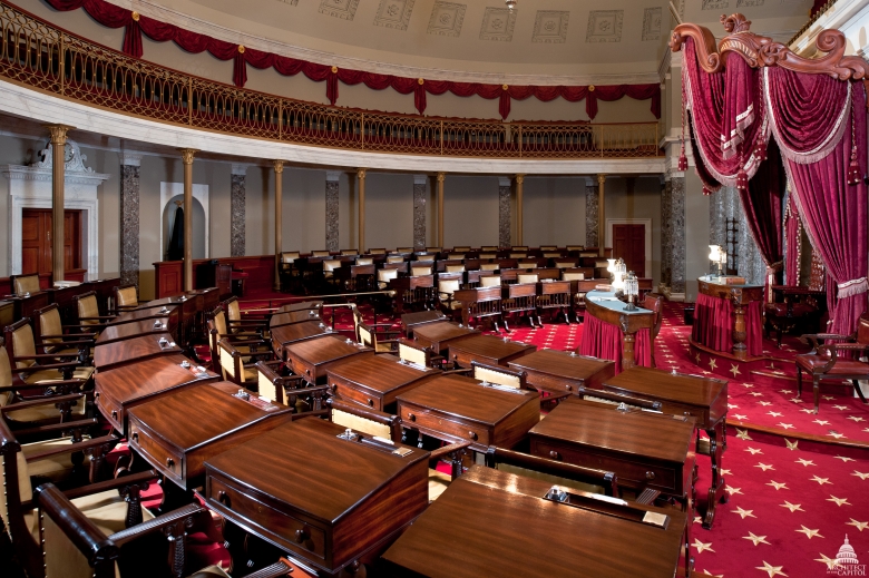 Old Senate Chamber designed by Benjamin Henry Latrobe, this room was home to the U.S. Senate from 1819 until 1859 and later to the U.S. Supreme Court from 1860-1935. 