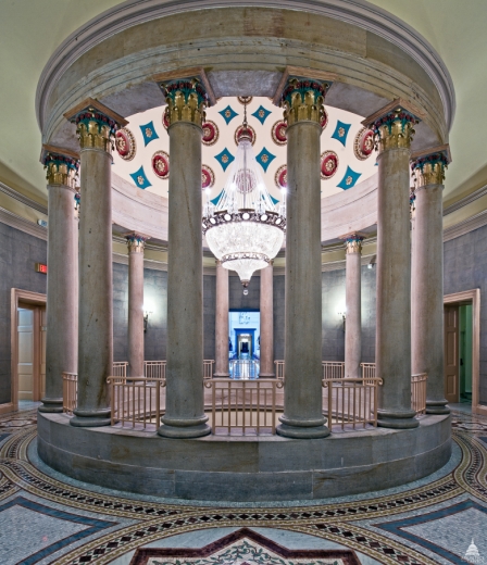 The Small Senate Rotunda in the old Senate wing of the U.S. Capitol was designed by Benjamin Henry Latrobe as an ornamental air shaft. 