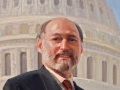 A painted portrait of Alan M. Hantman, FAIA standing in front of the Capitol
