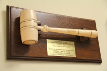 Gavel used on H.R. 3590 The Patient Protection &amp; Affordable Care Act, March 21, 2010, 111th Congress. Presented to the Honorable Louise McIntosh Slaughter, Chairwoman on Rules, by the Honorable Nancy Pelosi, Speaker of the House of Representatives