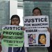 Protesters outside a court in Hong Kong on Tuesday, showing support for two Indonesian women, Sumarti Ningsih and Seneng Mujiasih, who were killed in 2014.