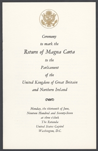 Ceremony to Mark the Return of Magna Carta to the Parliament of the United Kingdom of Great Britain and Northern Ireland