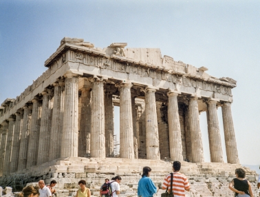 The Parthenon atop the Acropolis in Athens, Greece.