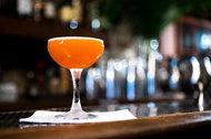 The paper plane, a cocktail at the Attaboy bar, made with equal parts bourbon, Aperol, Amaro Nonino and lemon juice.