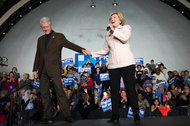 Hillary Clinton with former President Bill Clinton during a campaign event in January.