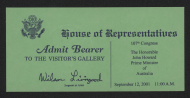 <em>Gallery Pass for a Joint Session September 12, 2001</em>