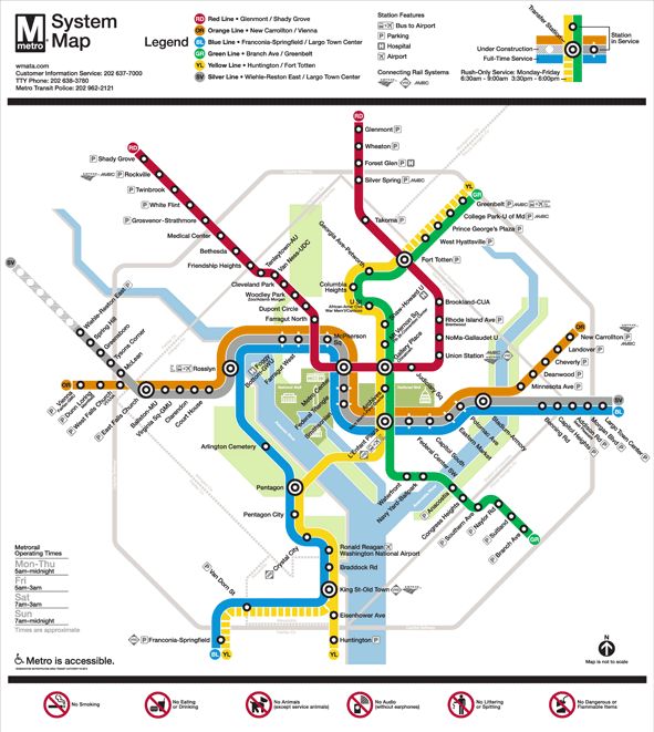 Map of the metro rail system