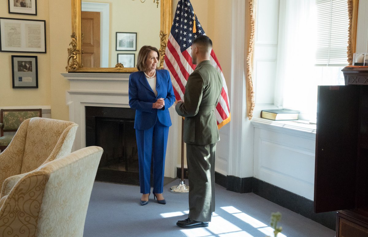 1st Lt. Joseph Rocha stopped by the office to thank Leader Pelosi for her leadership in repealing the discriminatory “Don’t Ask, Don’t Tell” policy. (April 18, 2018)