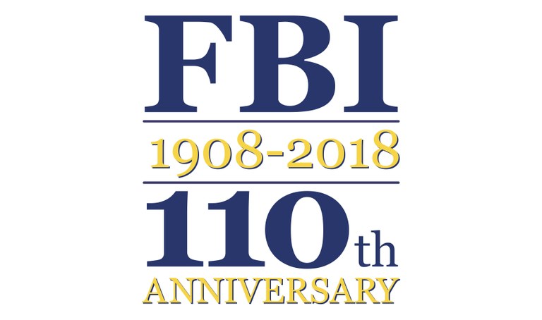 Logo depicting the 110th anniversary of the FBI (1908 to 2018)