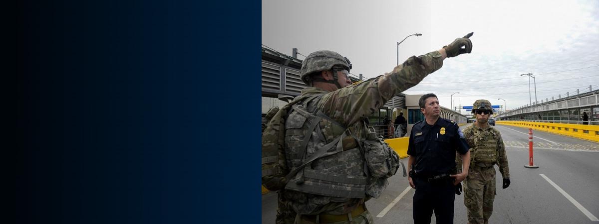 Soldiers work alongside CBP officer and Border Patrol agents at the Hidalgo port of entry