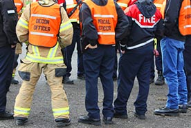 Meeting of emergency responders in different roles