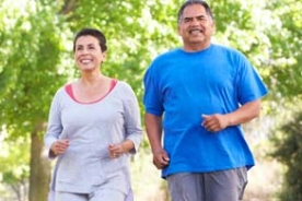 Older Latino adults jogging
