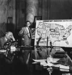 Senator Joseph McCarthy displays what he considers to be a nationwide network of Communist Party organizations