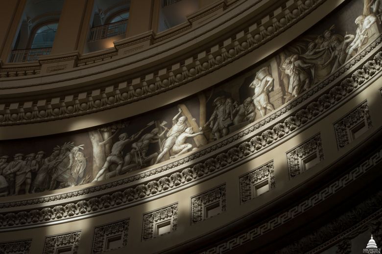 A portion of the Frieze of American History as seen in the Rotunda of the U.S. Capitol.