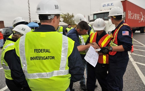 Federal investigators at an incident site