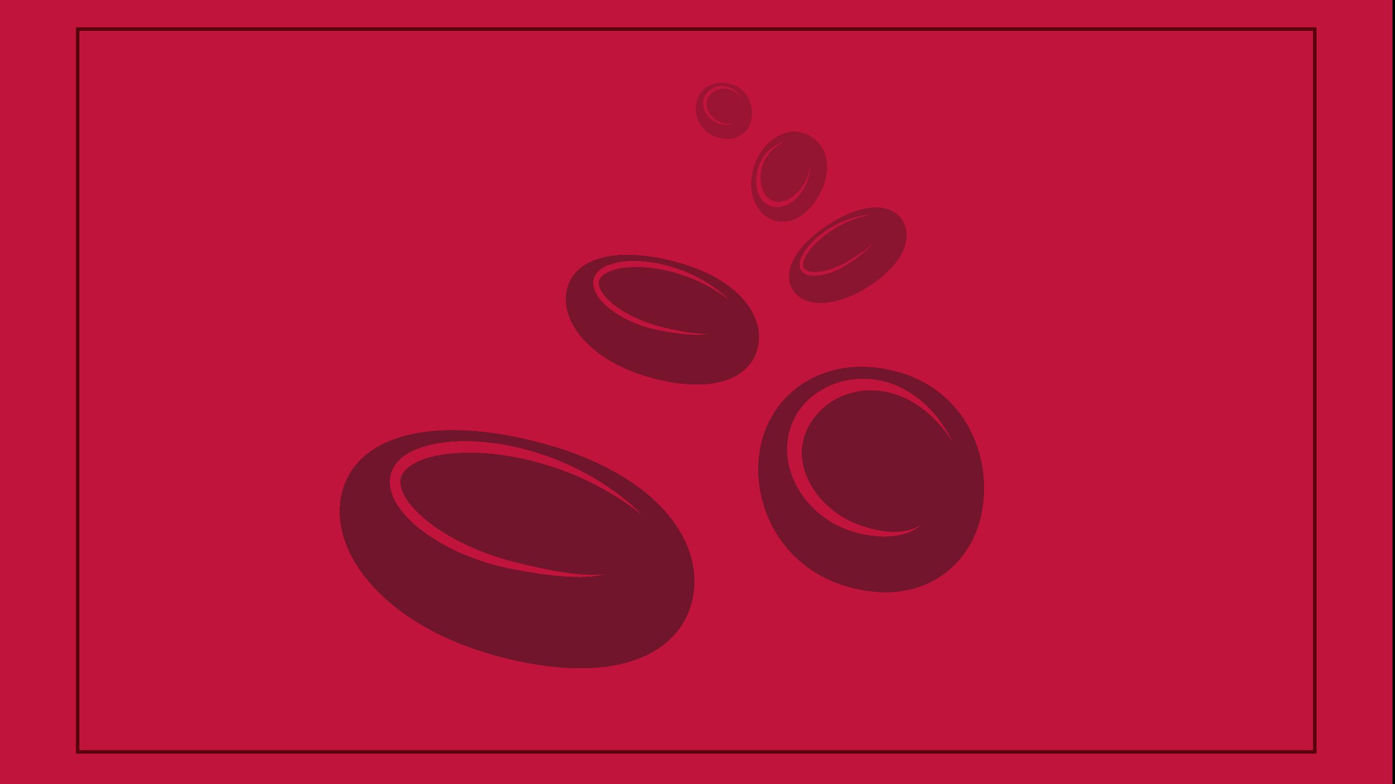 Illustration of blood cells in red background