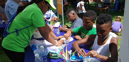 Activities for children to enjoy during a summer meals kickoff event in Dallas.