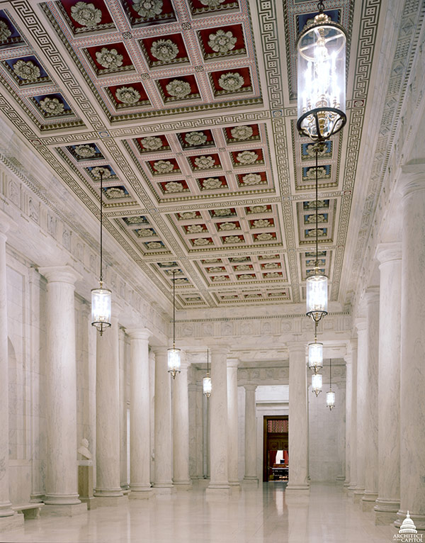 The main corridor of the U.S. Supreme Court Building, known as the Great Hall.