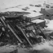 Building destroyed during the 1964 Alaska earthquake.