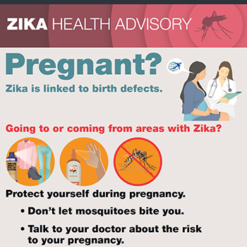 Graphic: Going to or coming from areas with Zika? Zika is linked to birth defects.
